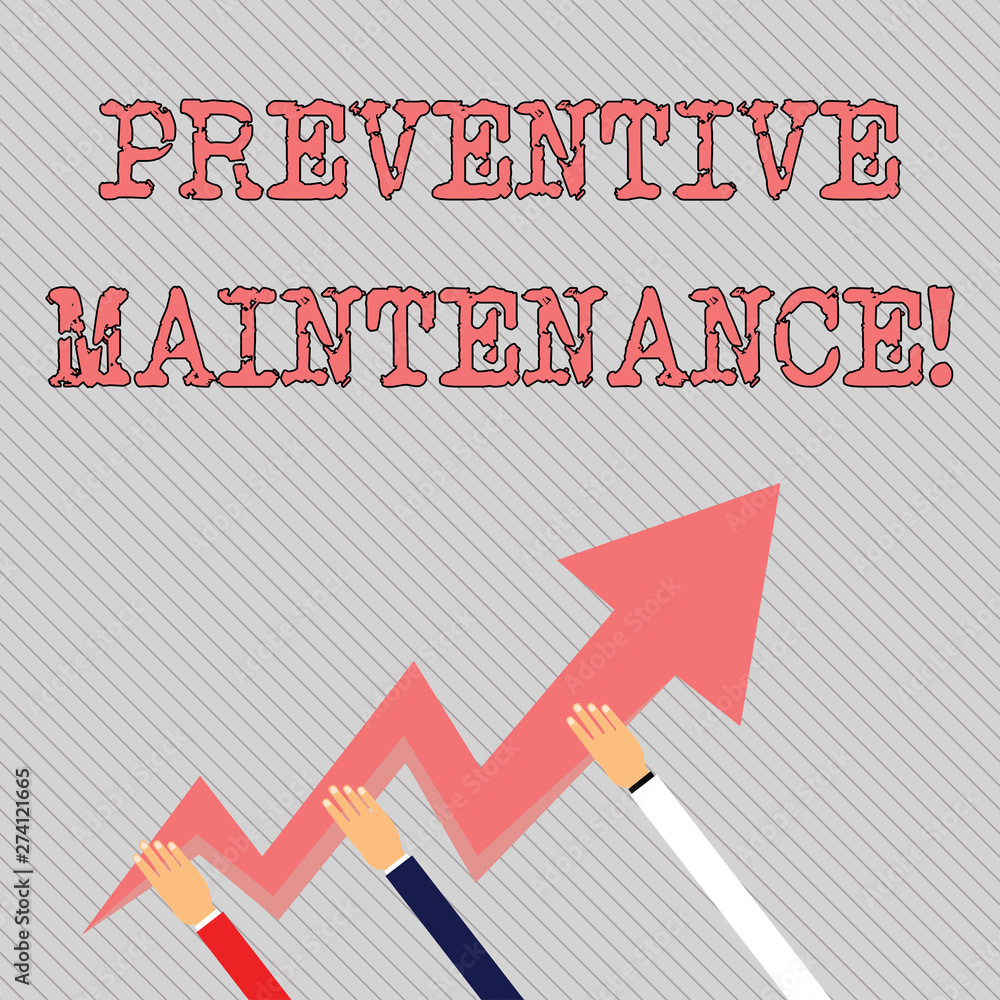 Poster text sign showing preventive maintenance. business photo text routine maintenance to help keep equip