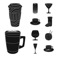 Vector illustration of drink and bar logo. Collection of drink and party stock symbol for web.
