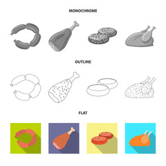 Vector design of meat and ham symbol. Collection of meat and cooking stock vector illustration.