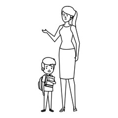 happy student boy with female teacher