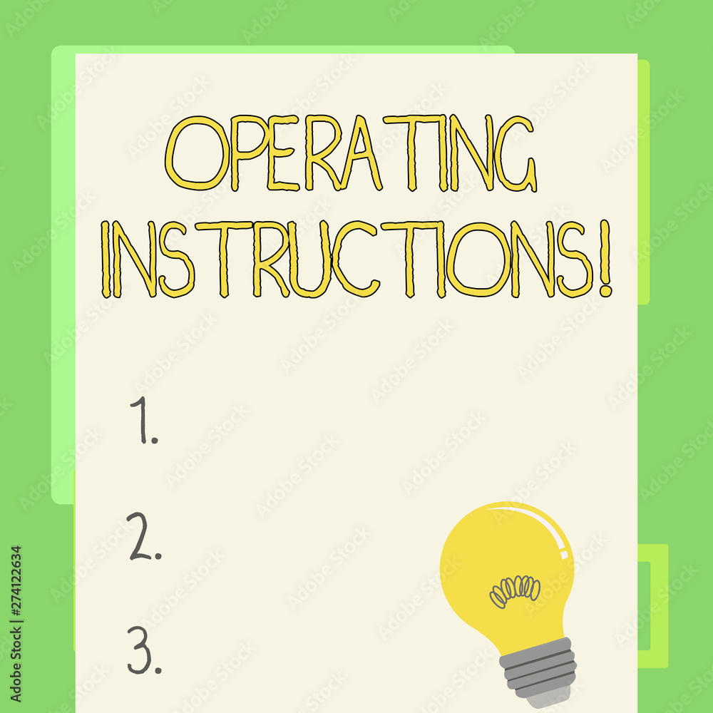 Poster handwriting text writing operating instructions. conceptual photo full information on how something 