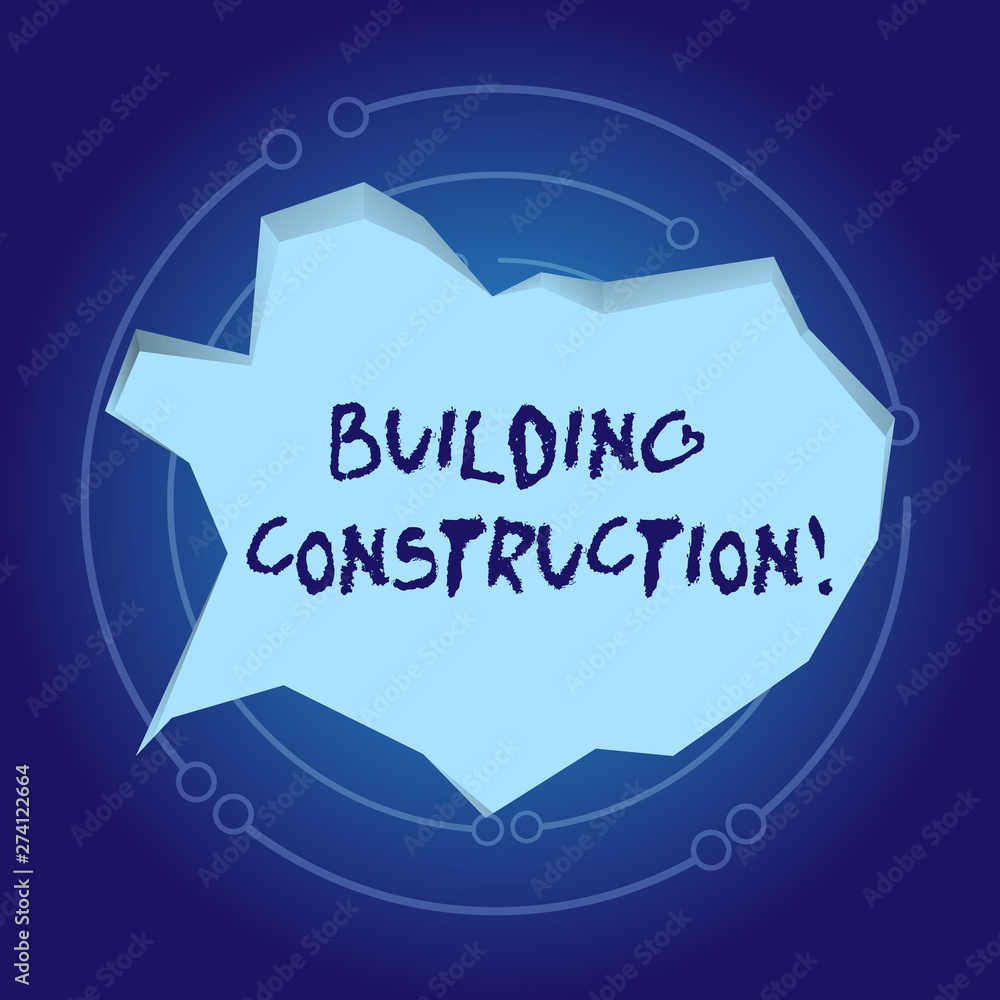 Poster text sign showing building construction. business photo showcasing process of adding structure to re
