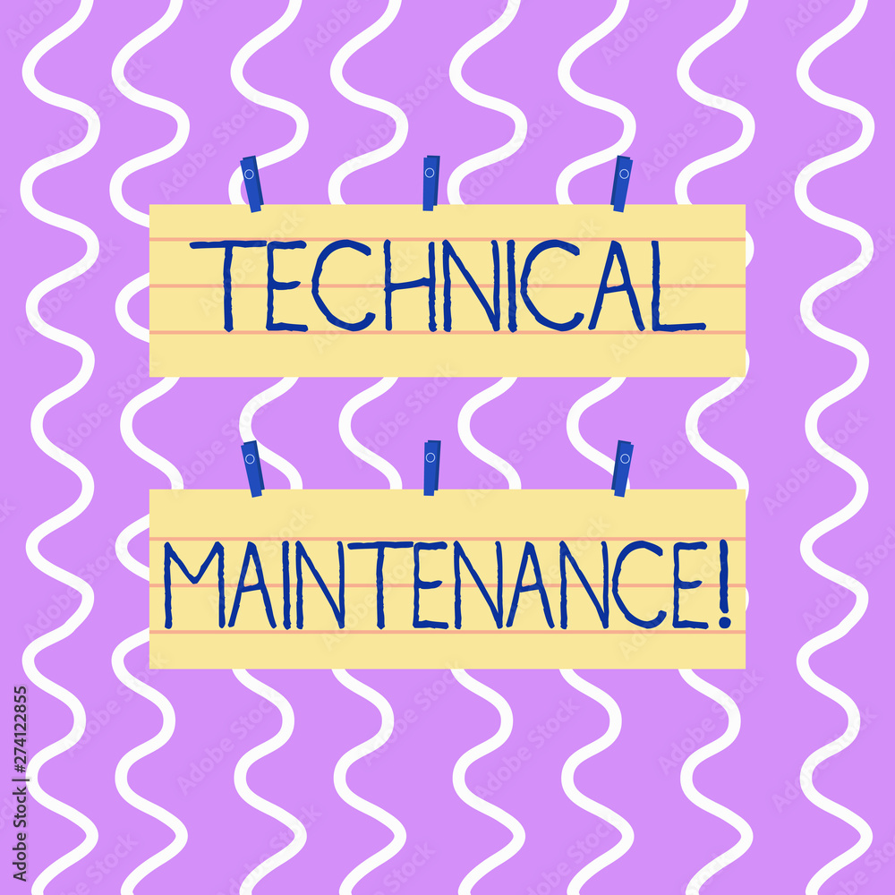 Poster conceptual hand writing showing technical maintenance. concept meaning functional checks or replacin