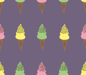 Vector seamless pattern with colorful ice creams.