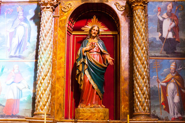 The Heart of Jesus statue in the church of Sant Pere in Esporles, Mallorca, Spain