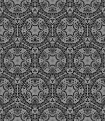 Black and white medallion allover seamless pattern