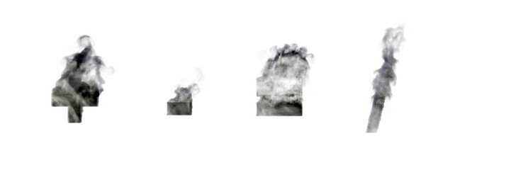 dense smoke plus minus (dash) equals sign and slash (stroke, solidus) isolated on white background, disaster or magic concept alphabet - 3D illustration of symbols