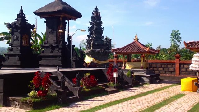 Main Area Or Jeroan Of Balinese Hindu Temple And Buildings Of Dalem Temple At The Village, Ringdikit, North Bali, Indonesia