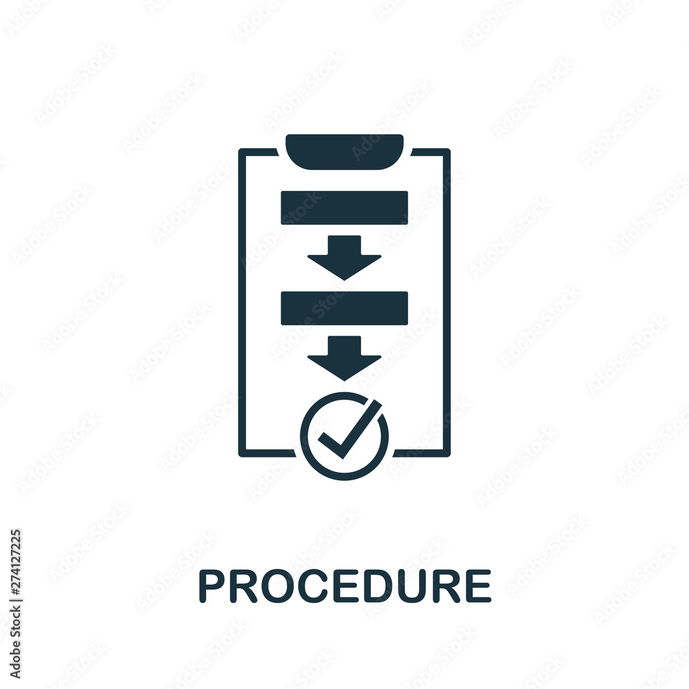 Poster procedure vector icon symbol. creative sign from quality control icons collection. filled flat proce