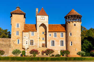 Fototapeta na wymiar Beautiful Sercy Castle in Burgundy region, France.