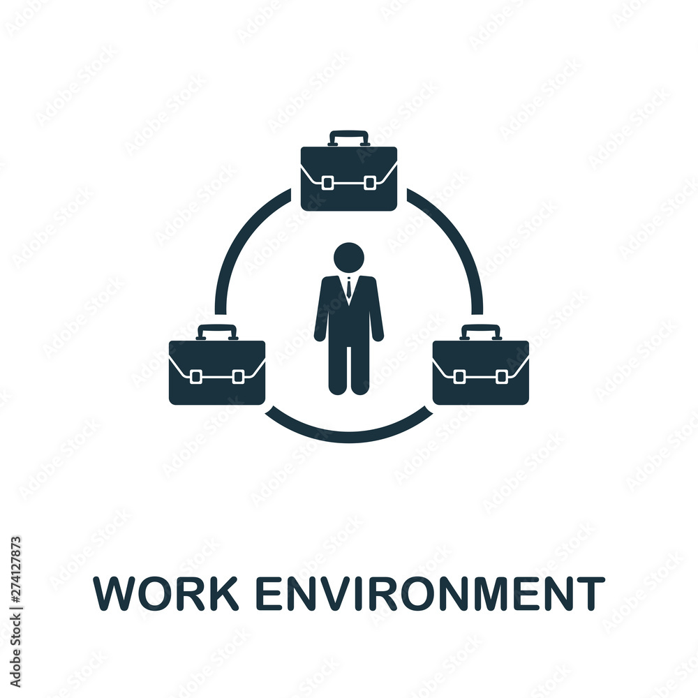 Poster work environment vector icon symbol. creative sign from quality control icons collection. filled fla