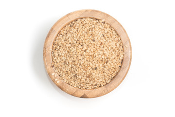White Sesame in a wooden bowl