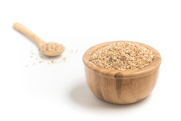 White Sesame in a wooden bowl