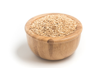 White Sesame in a wooden bowl