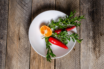 Beautiful table setting with lavender flowers on wooden background