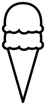 recommend clip art: Ice cream cone with two scoop icon. Vector outline illustration.