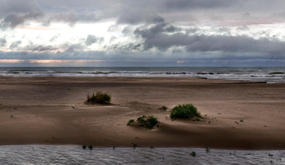 empty beaches on a cloudy winter day