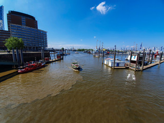 Boats on sea with Elbphilharmonie