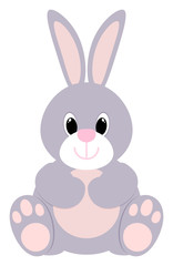 Cute bunny icon. Cartoon sitting rabbit. Vector illustration