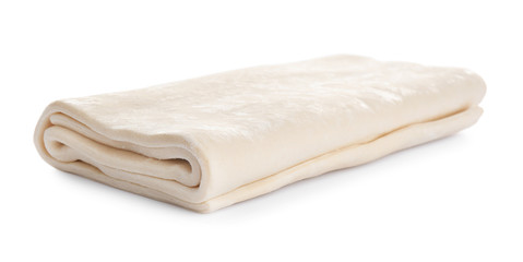 Fresh dough on white background. Puff pastry