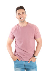 Portrait of handsome man isolated on white