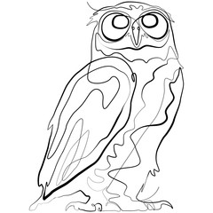 Owl one line drawing. Animal continuous line sketch Vector