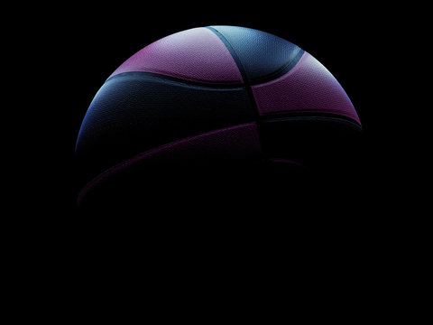 Magenta And Black Modern Basketball Ball For Men Or Women On Black Background.