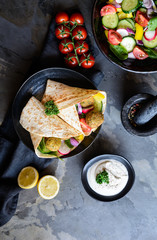 Crispy chickpea Falafel with fresh salad and tortilla