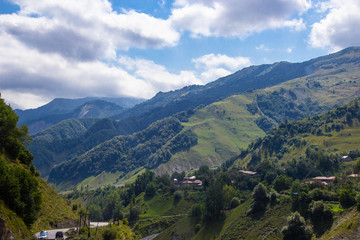 Naklejka na ściany i meble A small village in Caucasus mountains, Georgia