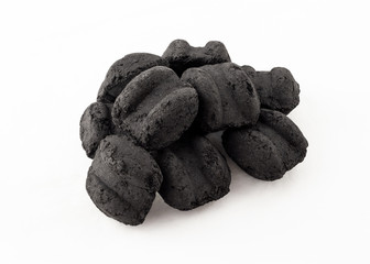 dark charcoal briquettes for bbq - black