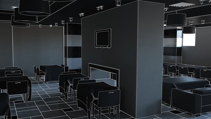 restaurant, interior visualization, 3D illustration