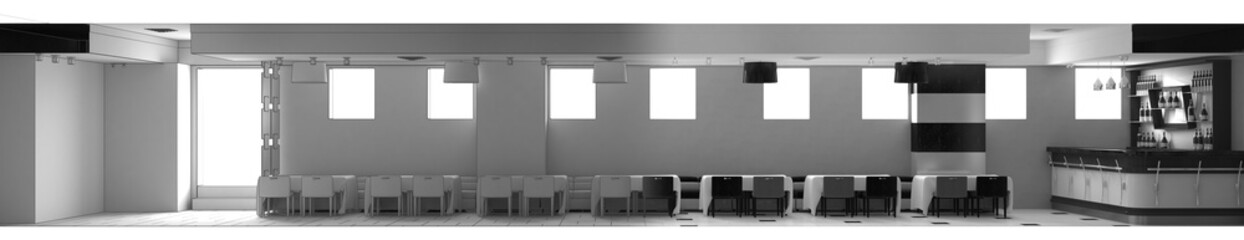 restaurant, interior visualization, 3D illustration
