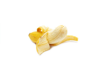 Three bananas isolated on white background. Healthy eating concept.