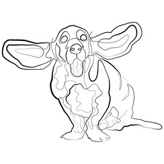 Dog one line drawing. Basset Hound Continuous line Sketch Vector