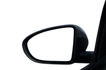 Blank wing mirror of a car . Isolated on white background - Powered by Adobe