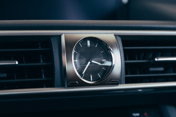 Naklejka premium Car conditioner. The air flow inside the car. Detail interior. Air ducts, deflectors on the car panel