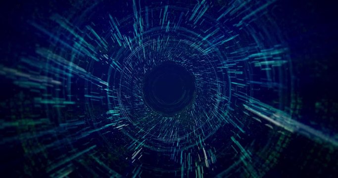 Abstract digital background hi-tech and scientific technology data.  Technological particles. Digital VR and AR future computer interface. Global network connect communication or social media loop.