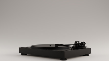 Black Vintage Turntable Record Player Left View