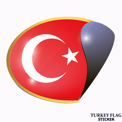 Bright button with flag of Turkey. Happy Turkey day background. Bright sticker with flag.