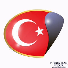 Bright button with flag of Turkey. Happy Turkey day background. Bright sticker with flag.