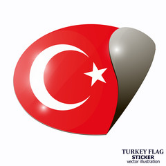 Bright button with flag of Turkey. Happy Turkey day background. Bright sticker with flag.