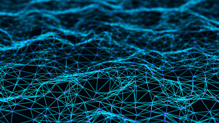 Network of bright connected dots and lines. Abstract digital background. 3d rendering.