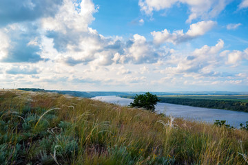 Fototapeta na wymiar View of steppe and upper river Don in Russia. Beautiful summer landscape