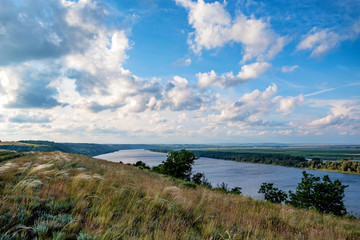 Fototapeta na wymiar View of steppe and upper river Don in Russia. Beautiful summer landscape