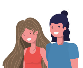 young couple in white background avatar character