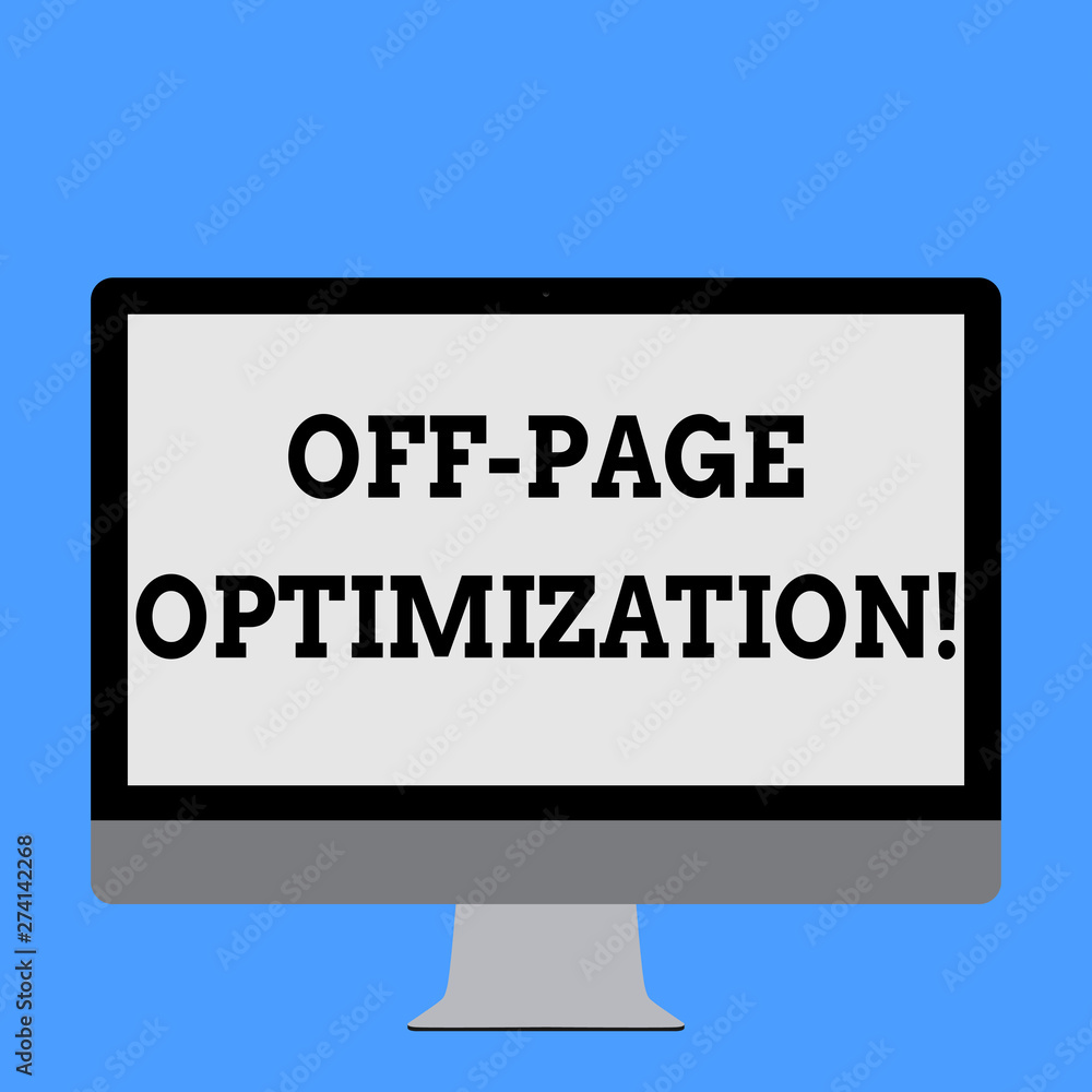 Aufkleber word writing text off page optimization. business photo showcasing set of techniques to increase you