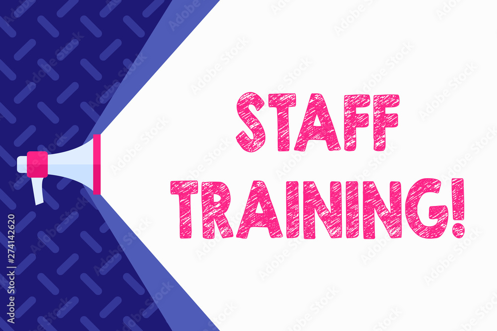 Poster word writing text staff training. business photo showcasing learn specific knowledge improve perfora