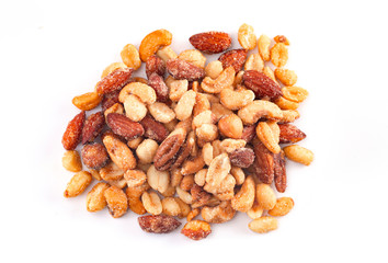 Honey Roasted Nuts Isolated on a White Background