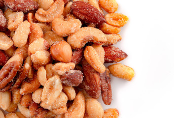 Honey Roasted Nuts Isolated on a White Background