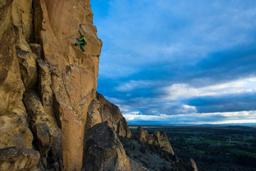 Climber on a route in Smith rock